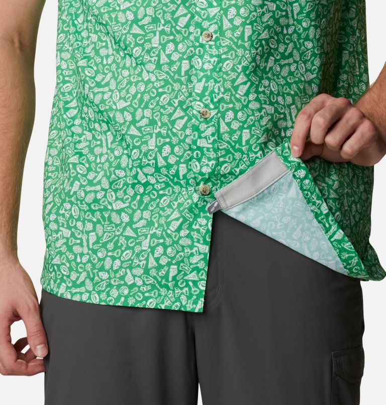 Thumbnail: Men's Collegiate PFG Super Slack Tide Shirt - Oregon, Color: UO - Fuse Green Micro Print, image 6