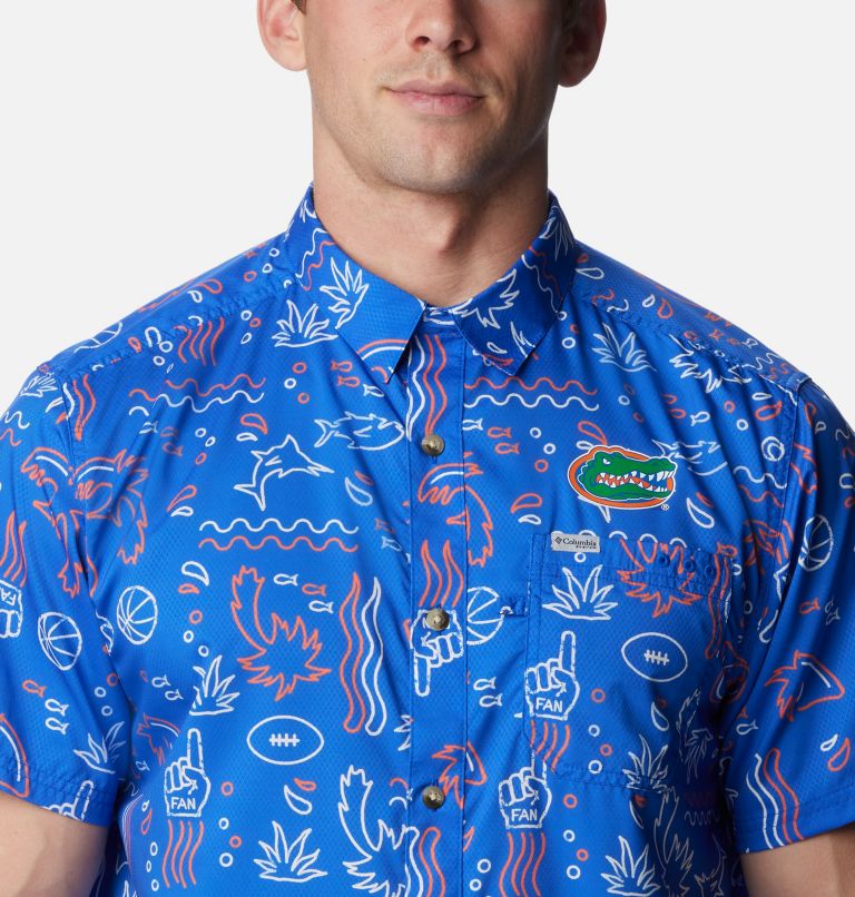 Men's Collegiate PFG Super Slack Tide Shirt - Florida, Color: FLA - Azul Fish Fan Print, image 4