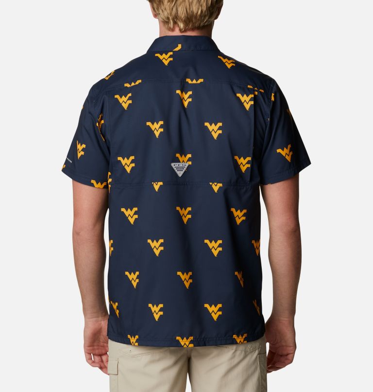 Men's Collegiate PFG Super Slack Tide Shirt - West Virginia, Color: WV - Collegiate Navy Logo Print, image 2
