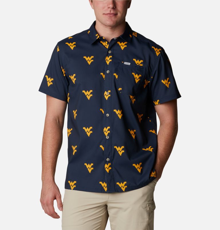 Men's Collegiate PFG Super Slack Tide Shirt - West Virginia, Color: WV - Collegiate Navy Logo Print, image 1