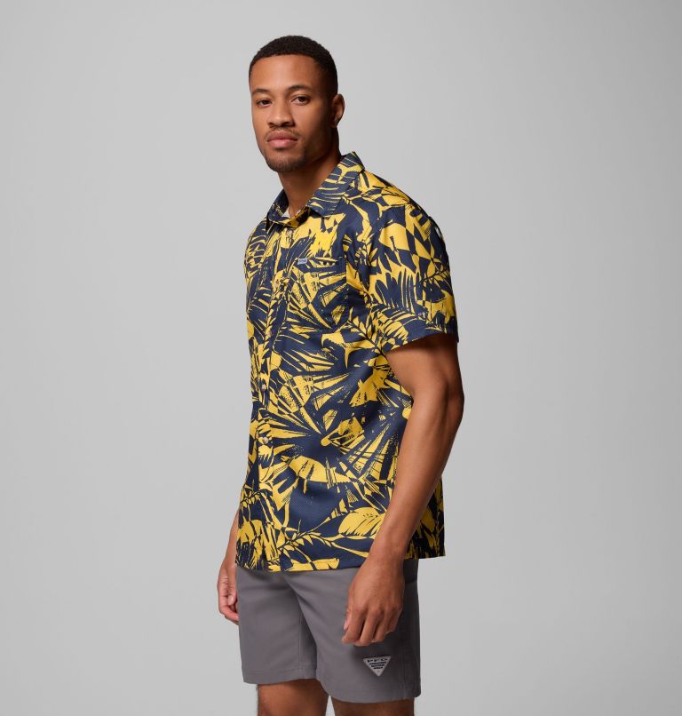 Men's Collegiate PFG Super Slack Tide Shirt - Michigan, Color: UM - Collegiate Navy, Yellow Tropicatch, image 4