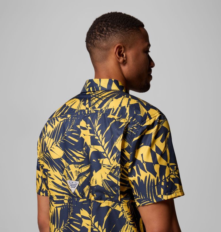Men's Collegiate PFG Super Slack Tide Shirt - Michigan, Color: UM - Collegiate Navy, Yellow Tropicatch, image 7