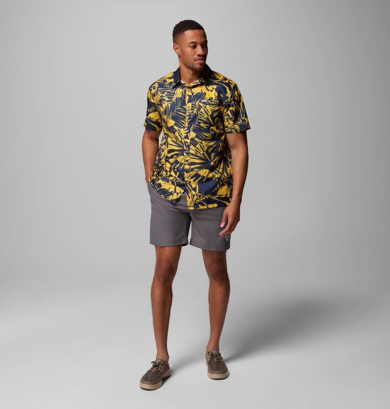 Men's Collegiate PFG Super Slack Tide Shirt - Michigan, Color: UM - Collegiate Navy, Yellow Tropicatch, image 2