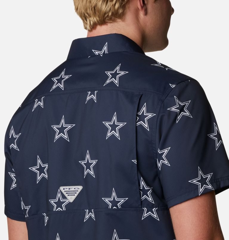 Men's Columbia Navy Dallas Cowboys Slack Tide Fish Omni-Shade Button-Up  Shirt