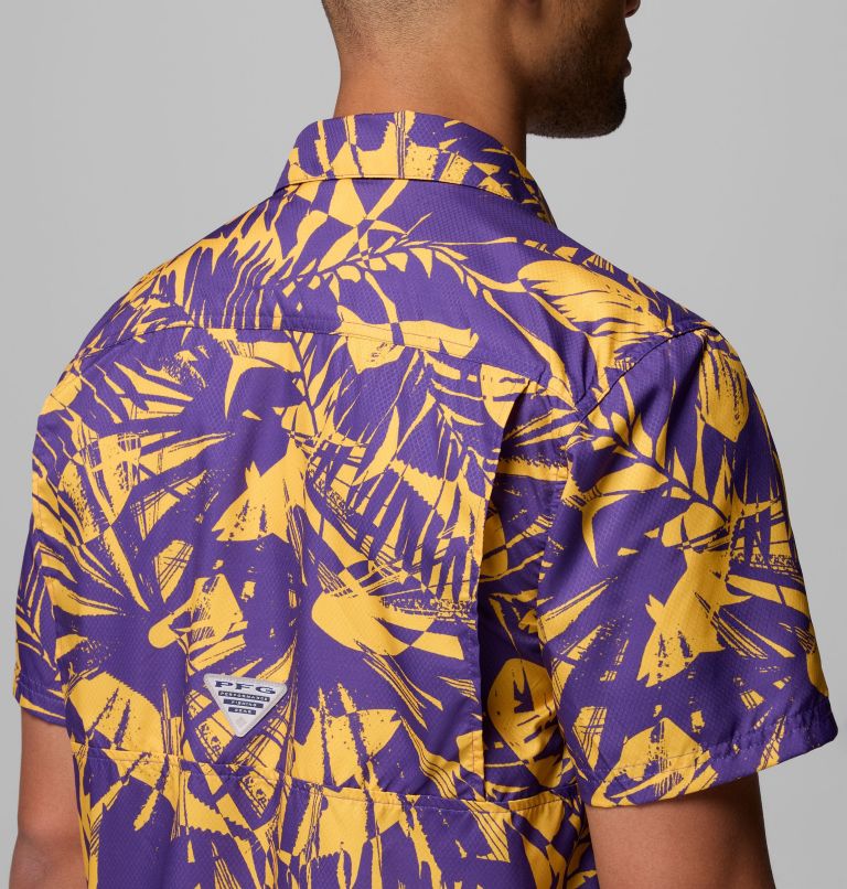 Men's Collegiate PFG Super Slack Tide Shirt - LSU, Color: LSU - Vivid Purple Tropicatch, image 6