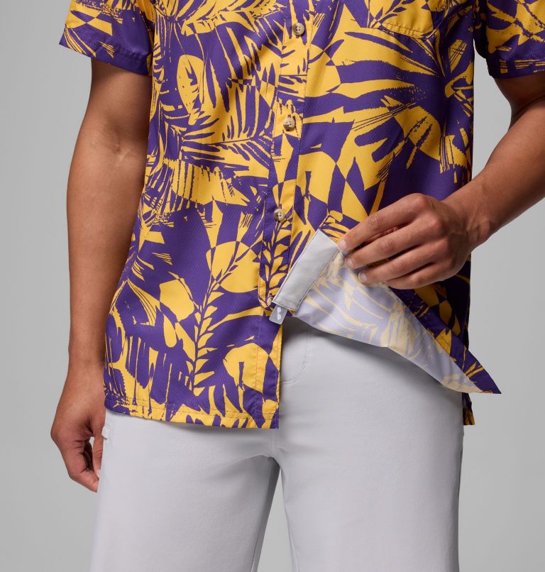 Men's Collegiate PFG Super Slack Tide Shirt - LSU, Color: LSU - Vivid Purple Tropicatch, image 7