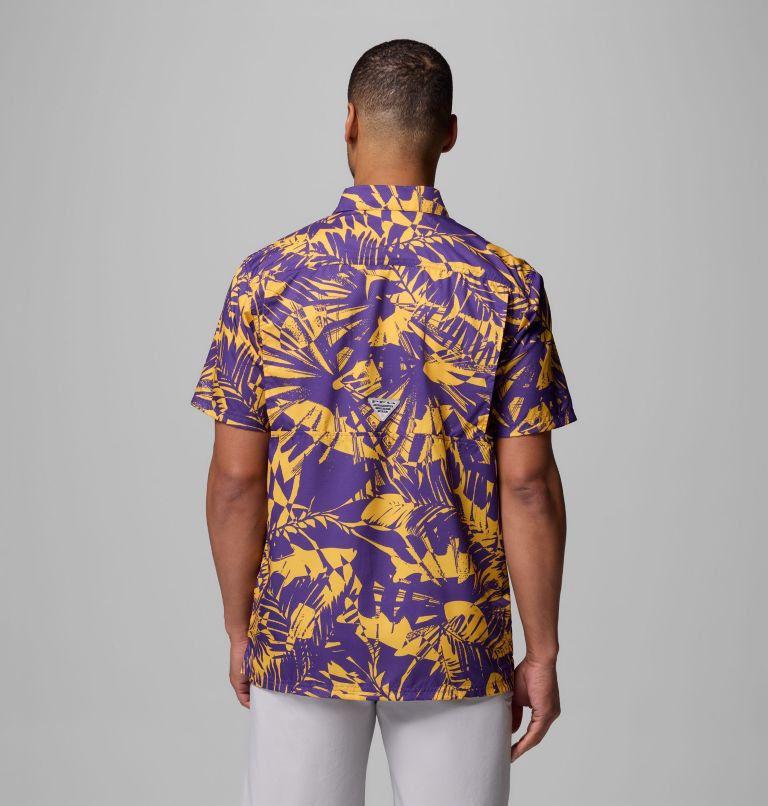 Men's Collegiate PFG Super Slack Tide Shirt - LSU, Color: LSU - Vivid Purple Tropicatch, image 3