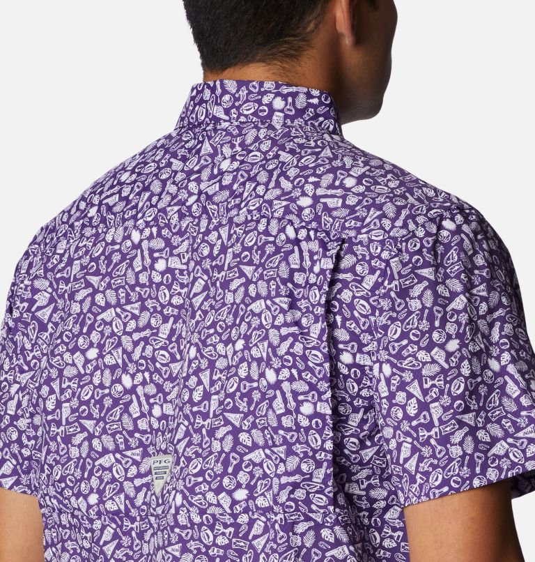 Men's Collegiate PFG Super Slack Tide Shirt - LSU, Color: LSU - Vivid Purple Gameday Print, image 5