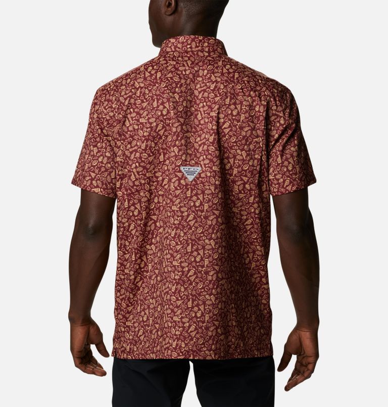 Men's Collegiate PFG Super Slack Tide Shirt - Florida State, Color: FSU - Cabernet Micro Print