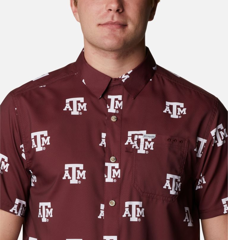 Men's Collegiate PFG Super Slack Tide Shirt - Texas A&M, Color: TAM - Deep Maroon Logo Print, image 4