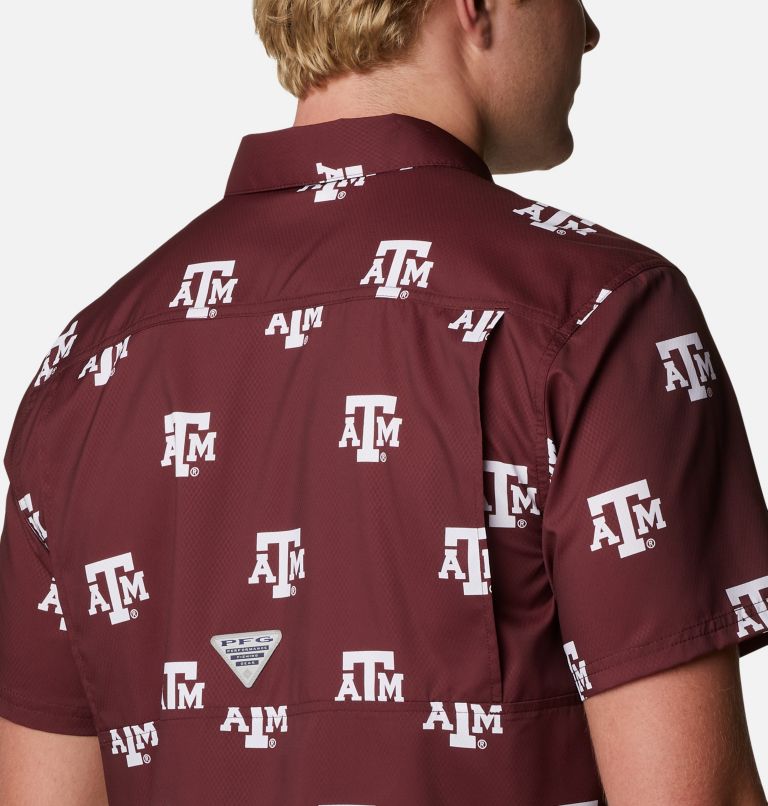 Men's Collegiate PFG Super Slack Tide Shirt - Texas A&M, Color: TAM - Deep Maroon Logo Print, image 5