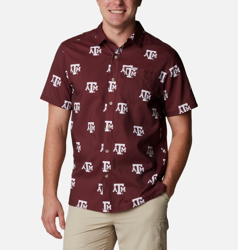 Men's Collegiate PFG Super Slack Tide Shirt - Texas A&M, Color: TAM - Deep Maroon Logo Print, image 1