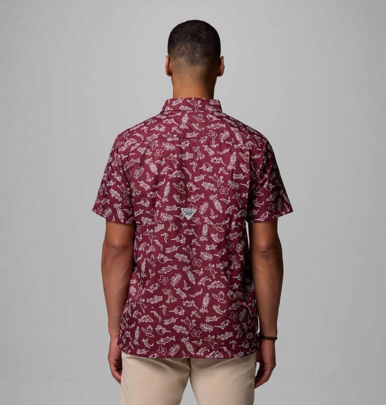 Men's Collegiate PFG Super Slack Tide Shirt - Texas A&M, Color: TAM - Deep Maroon Texas Play Print, image 3