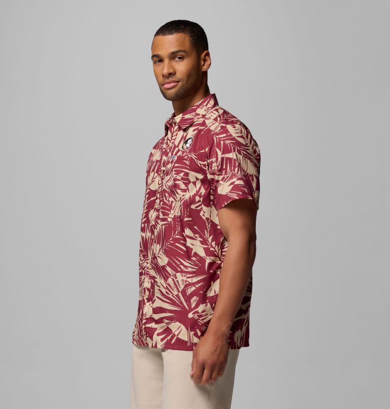 Men's Collegiate PFG Super Slack Tide Shirt - Florida State, Color: FSU - Cabernet Tropicatch Print, image 4