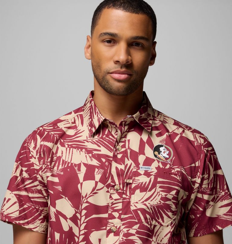 Men's Collegiate PFG Super Slack Tide Shirt - Florida State, Color: FSU - Cabernet Tropicatch Print, image 5