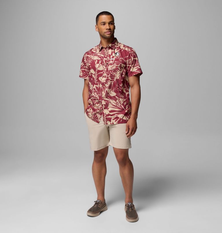 Men's Collegiate PFG Super Slack Tide Shirt - Florida State, Color: FSU - Cabernet Tropicatch Print, image 2