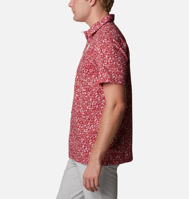 Thumbnail: Men's Collegiate PFG Super Slack Tide Shirt - Alabama, Color: ALA - Red Velvet Micro Print, image 3