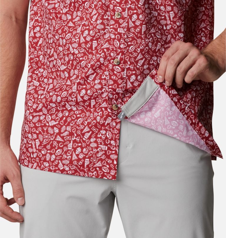 Men's Collegiate PFG Super Slack Tide Shirt - Alabama, Color: ALA - Red Velvet Micro Print, image 6