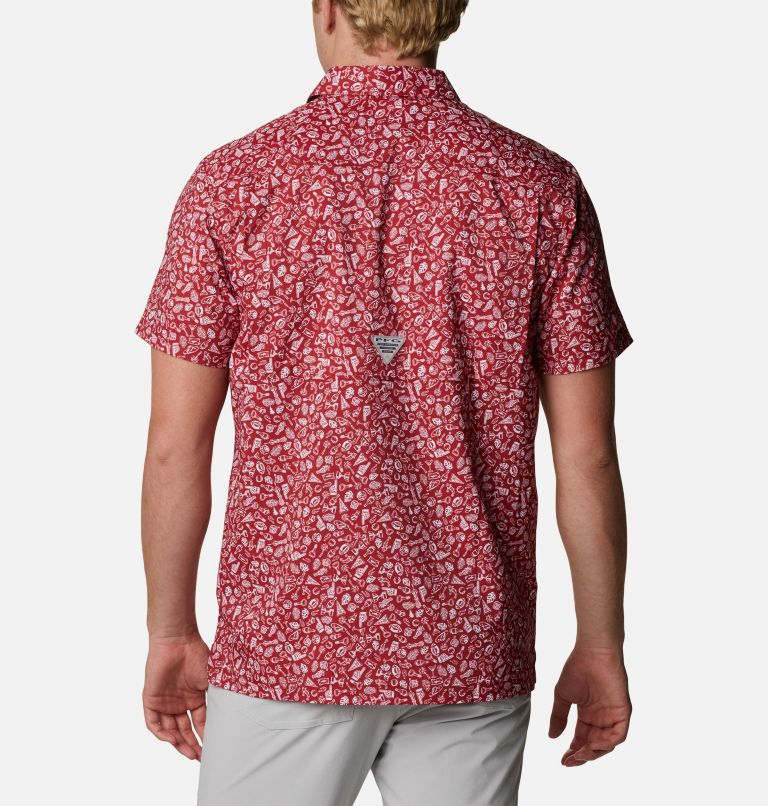 Thumbnail: Men's Collegiate PFG Super Slack Tide Shirt - Alabama, Color: ALA - Red Velvet Micro Print, image 2