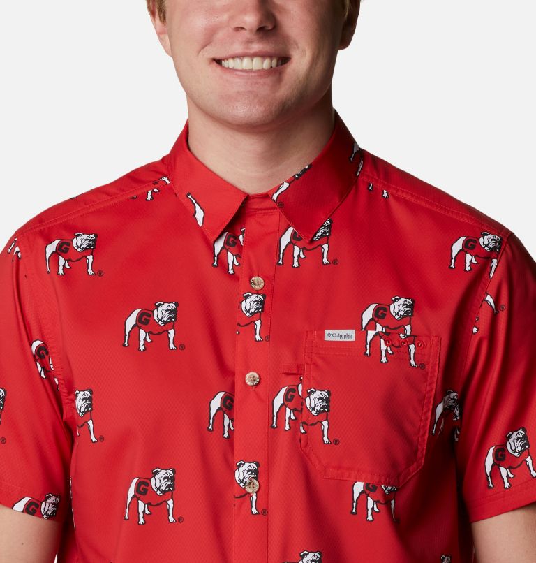 Men's Collegiate PFG Super Slack Tide Shirt - Georgia, Color: UGA - Bright Red Logo Print, image 4