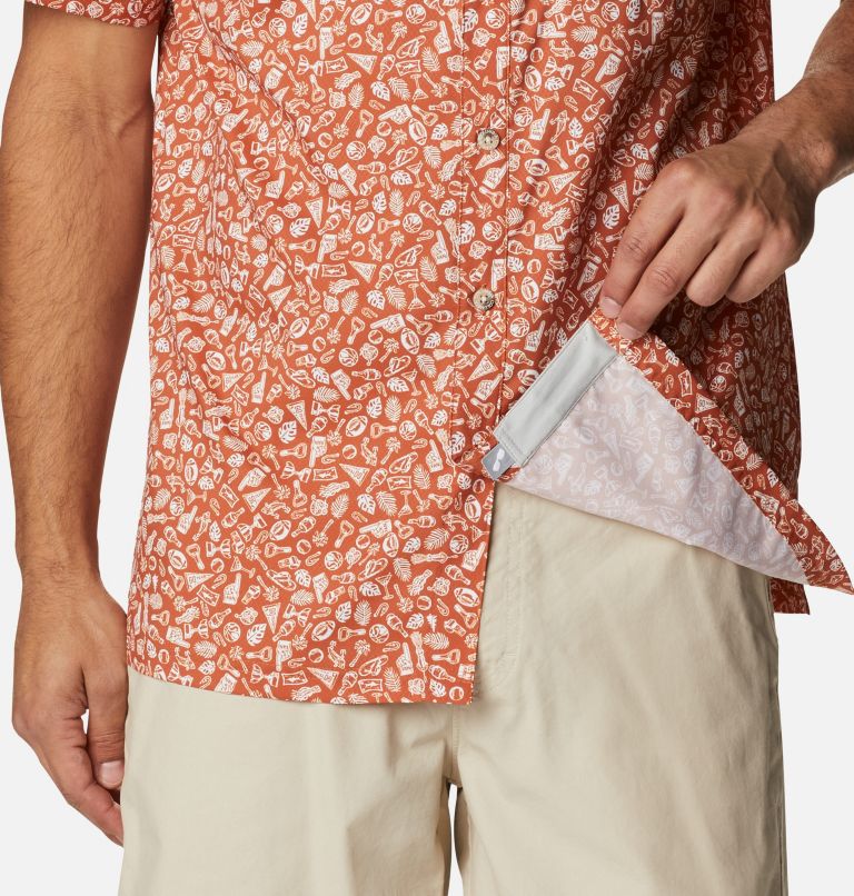 Men's Collegiate PFG Super Slack Tide Shirt - Texas, Color: TEX - Cedar Micro Print