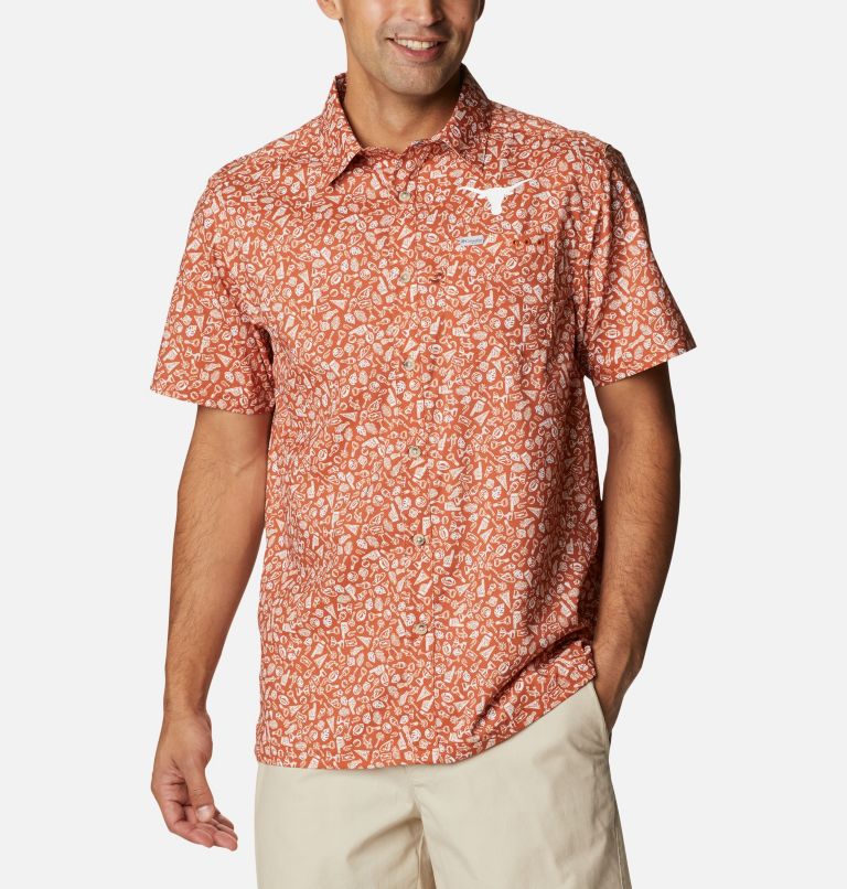 Men's Collegiate PFG Super Slack Tide Shirt - Texas, Color: TEX - Cedar Micro Print