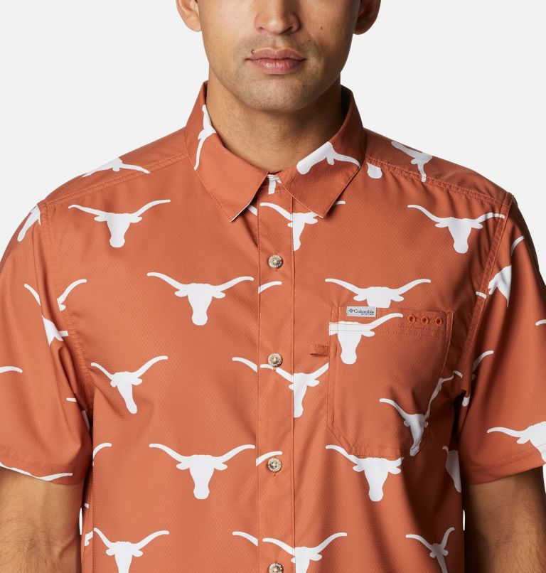 NWT $70 MENS COLUMBIA PFG UT TEXAS LONGHORNS SUPER BONEHEAD S/S SHIRT  MEDIUM M