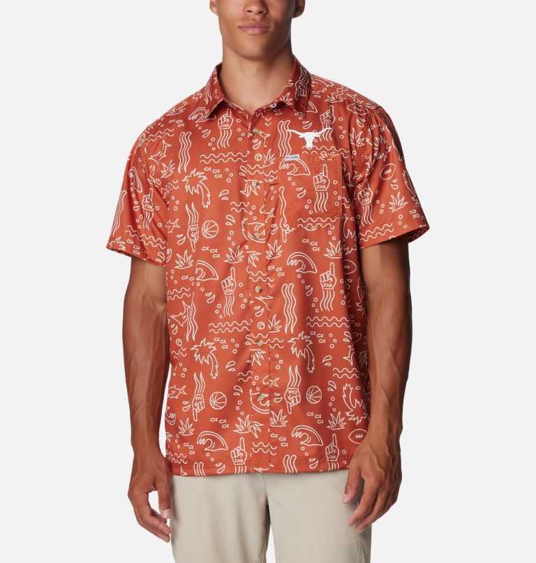 Men's Collegiate PFG Super Slack Tide Shirt - Texas, Color: TEX - Cedar Fish Fan Print, image 1