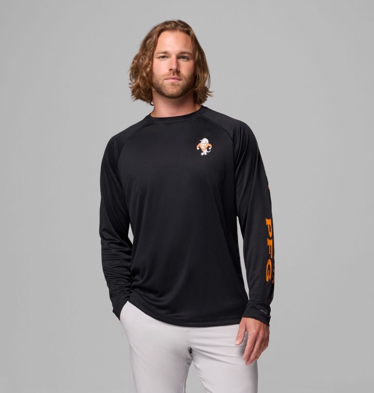 Men's Collegiate PFG Terminal Tackle Long Sleeve Shirt - Tennessee, Color: UT - Black, image 1