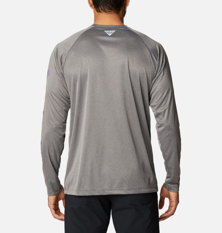 Thumbnail: Men's Collegiate PFG Terminal Tackle Long Sleeve Shirt - LSU, Color: LSU - Charcoal Heather, image 2