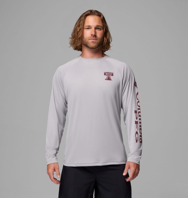 Men's Collegiate PFG Terminal Tackle Long Sleeve Shirt - Texas A&M, Color: TAM - Columbia Grey, image 1