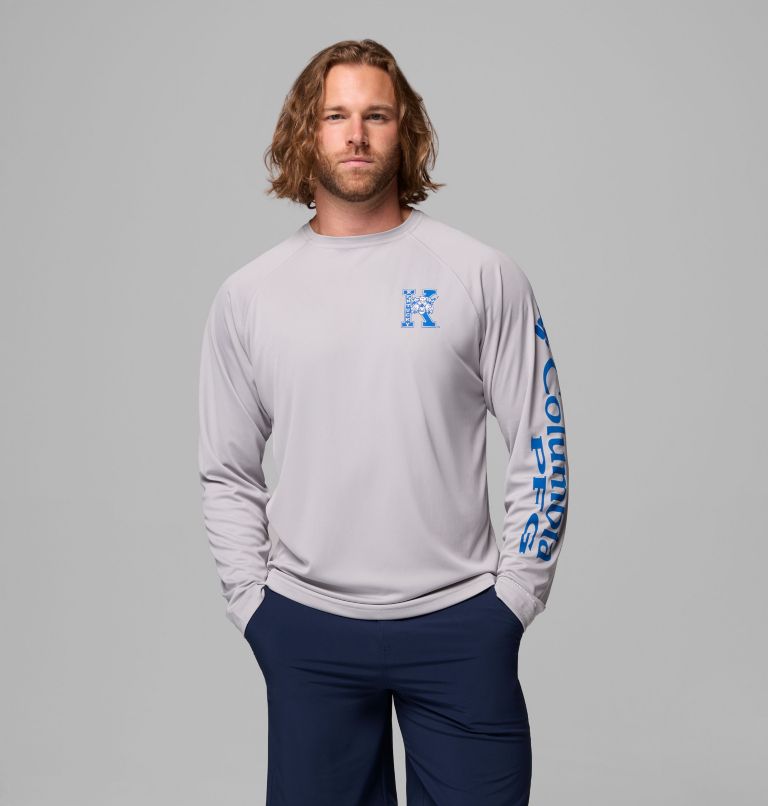 Men's Collegiate PFG Terminal Tackle Long Sleeve Shirt - Kentucky, Color: UK - Columbia Grey, image 1