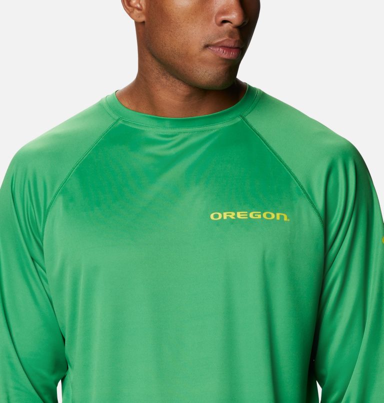 Men's Collegiate PFG Terminal Tackle Long Sleeve Shirt - Oregon, Color: UO - Fuse Green, Yellow Glo