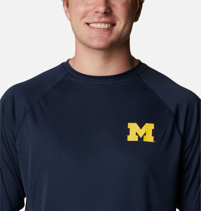 Columbia Men's Michigan Wolverines Navy Blue Terminal Tackle Long Sleeve T-Shirt, Medium