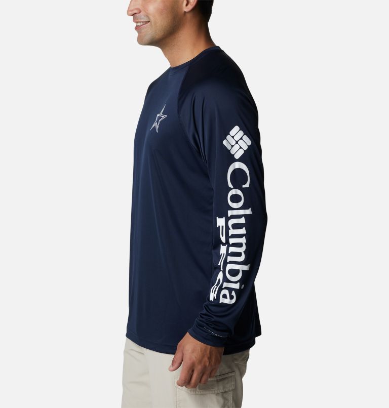 Thumbnail: Men's PFG Terminal Tackle Long Sleeve Shirt - Dallas Cowboys, Color: DC - Collegiate Navy, White, image 3