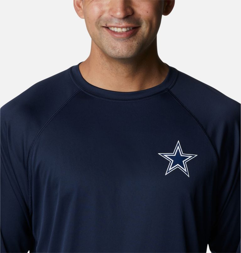 Men's Columbia Navy Dallas Cowboys Terminal Tackle Omni-Shade Raglan Long Sleeve T-Shirt