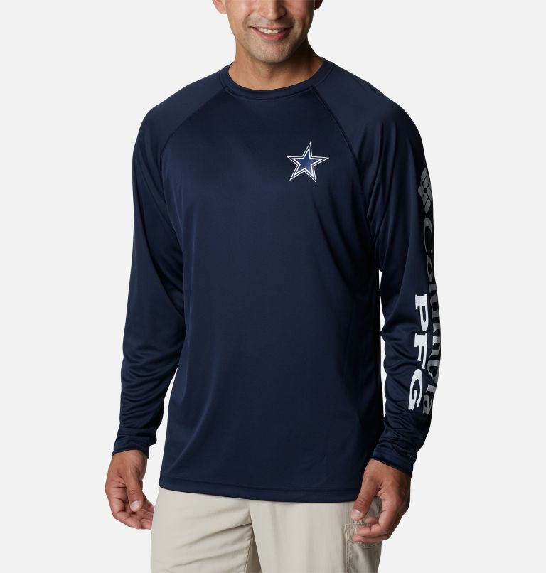 Men's Columbia Navy Dallas Cowboys Terminal Tackle Omni-Shade Raglan Long Sleeve T-Shirt Size: Medium