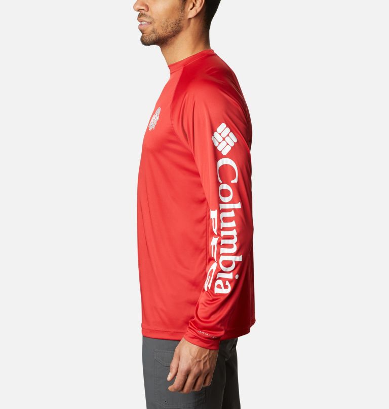 Men's Collegiate PFG Terminal Tackle Long Sleeve Shirt - Ohio State, Color: OS - Intense Red, White, image 3