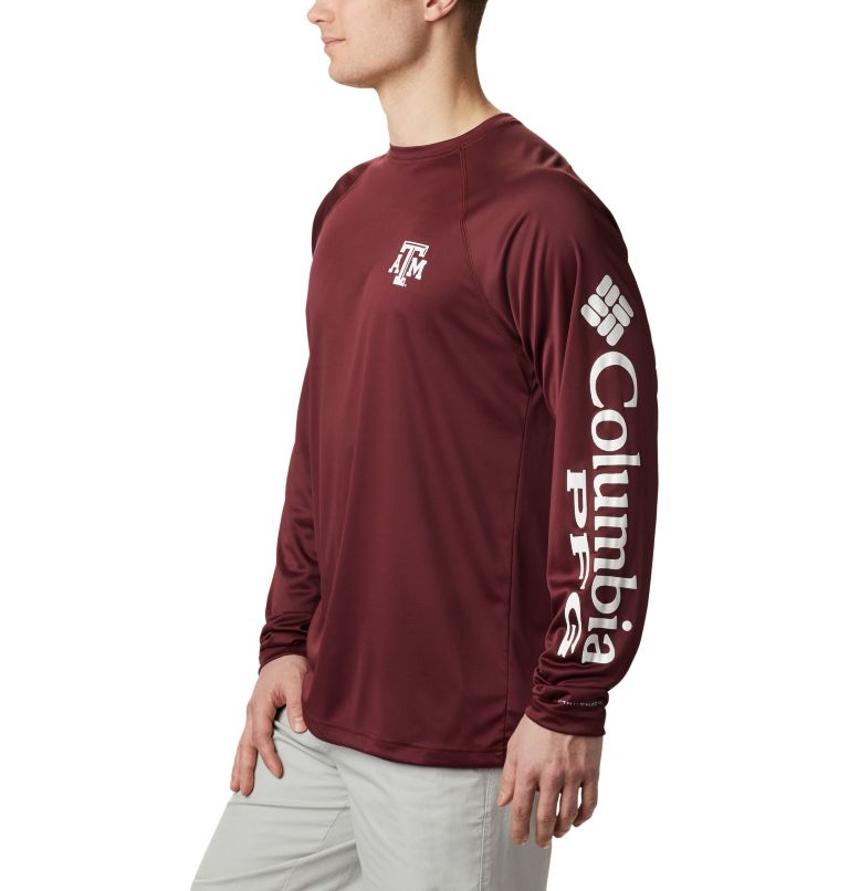 Men's Collegiate PFG Terminal Tackle Long Sleeve Shirt - Texas A&M, Color: TAM - Deep Maroon, White, image 3
