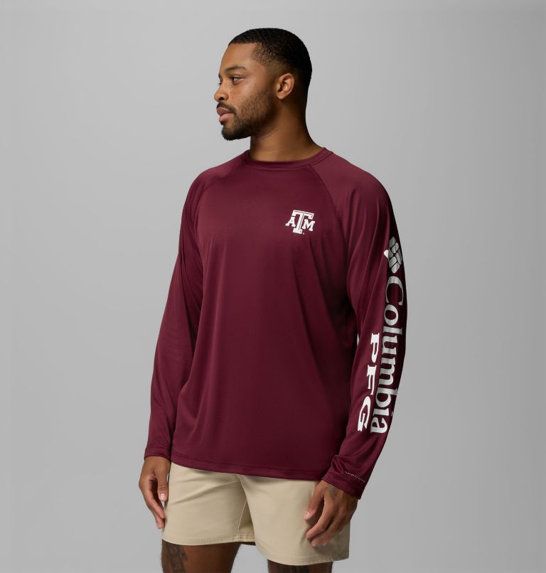 Men's Collegiate PFG Terminal Tackle Long Sleeve Shirt - Texas A&M, Color: TAM - Deep Maroon, White, image 4