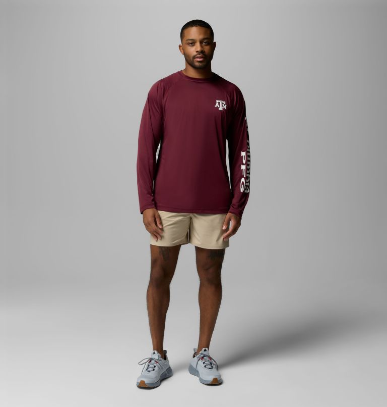 Men's Collegiate PFG Terminal Tackle Long Sleeve Shirt - Texas A&M, Color: TAM - Deep Maroon, White, image 2