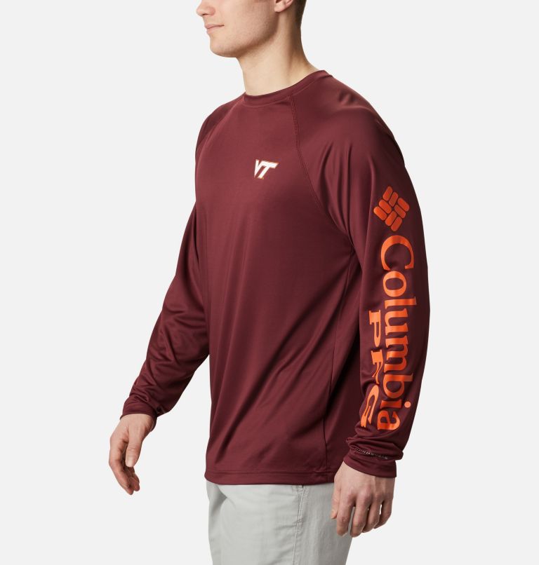 Men's Collegiate PFG Terminal Tackle Long Sleeve Shirt - Virginia Tech, Color: VT - Deep Maroon, Tangy Orange, image 3