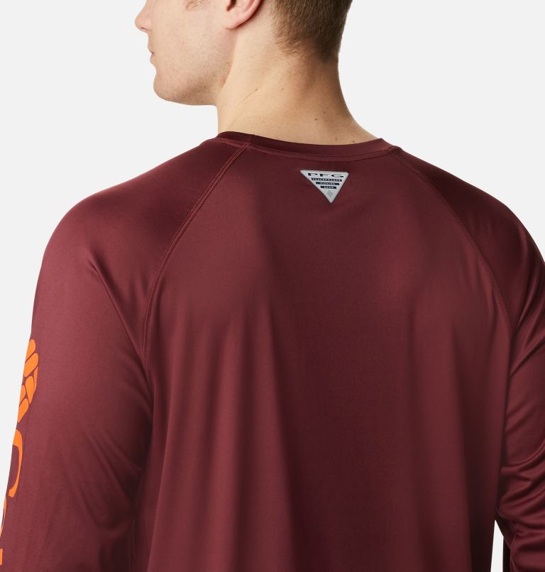 Men's Collegiate PFG Terminal Tackle Long Sleeve Shirt - Virginia Tech, Color: VT - Deep Maroon, Tangy Orange, image 5