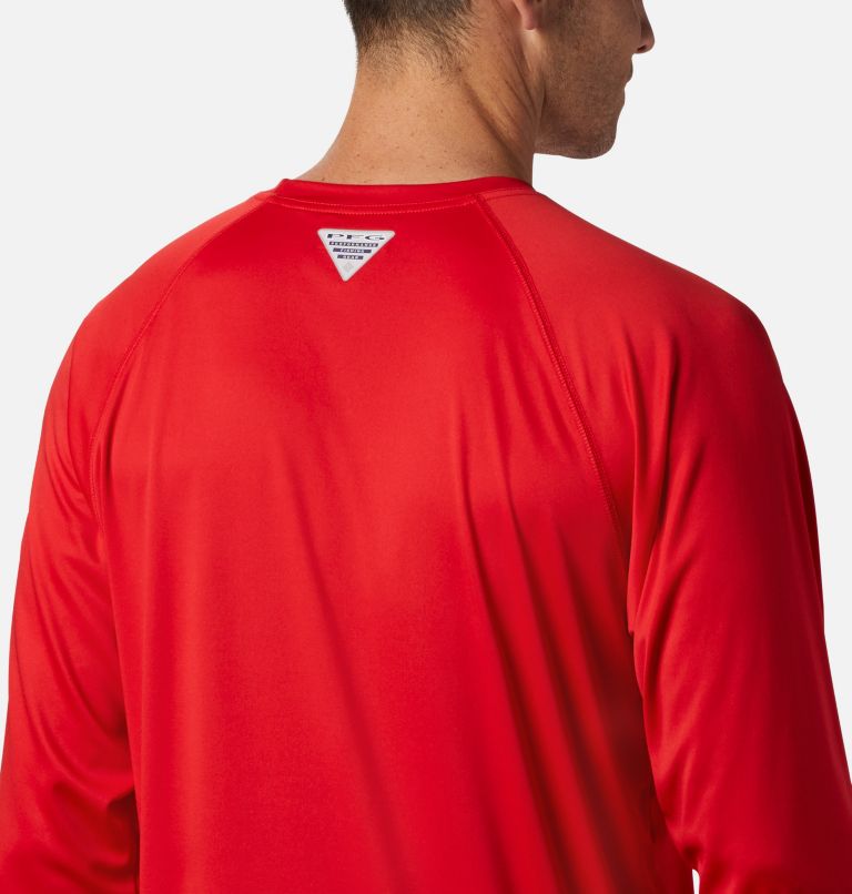 Thumbnail: Men's Collegiate PFG Terminal Tackle Long Sleeve Shirt - Georgia, Color: UGA - Bright Red, White, image 5