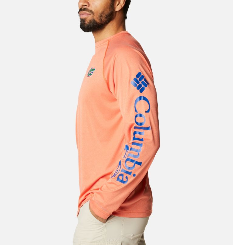 Thumbnail: Men's Collegiate PFG Terminal Tackle Long Sleeve Shirt - Florida, Color: FLA - Spark Orange Heather, image 3
