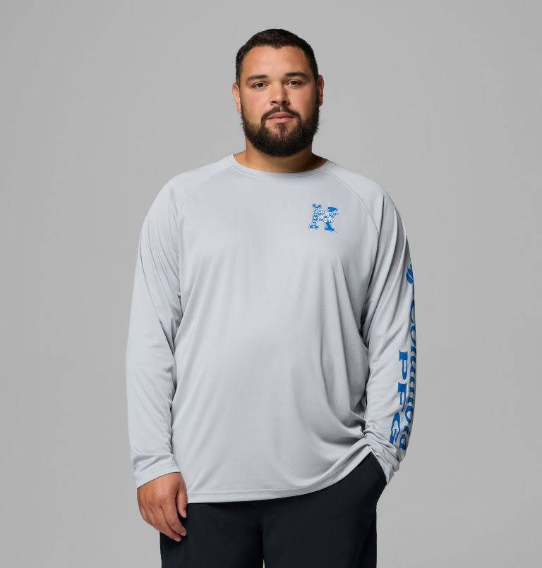 Men's Collegiate PFG Terminal Tackle Long Sleeve Shirt - Big - Kentucky, Color: UK - Columbia Grey, image 1