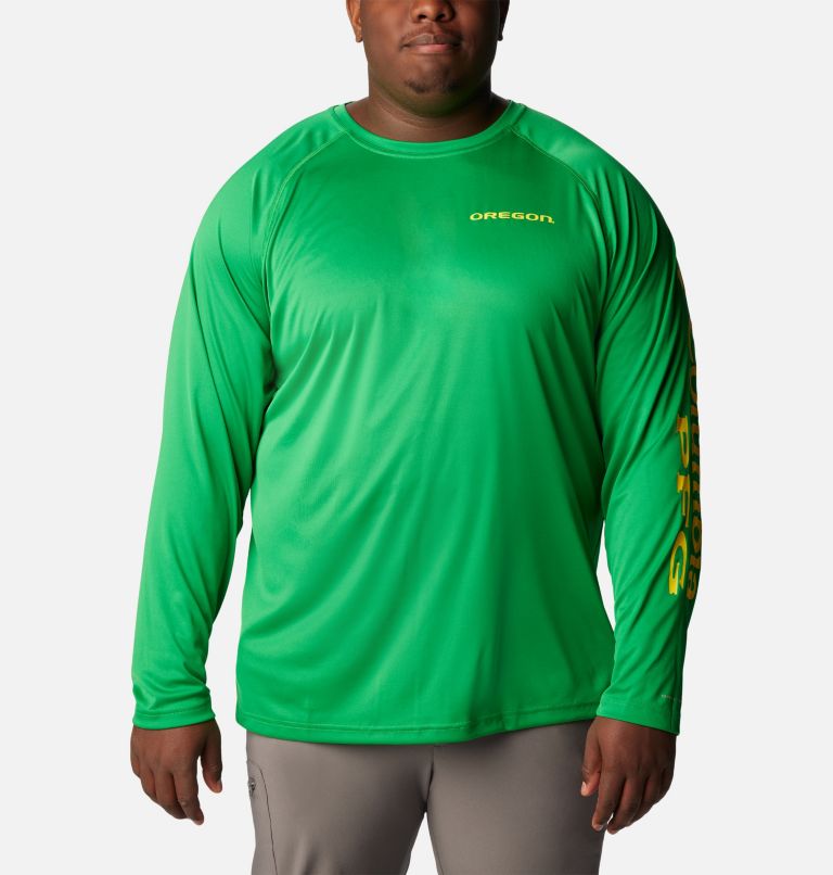 Men's Collegiate PFG Terminal Tackle Long Sleeve Shirt - Big - Oregon, Color: UO - Fuse Green, Yellow Glo, image 1