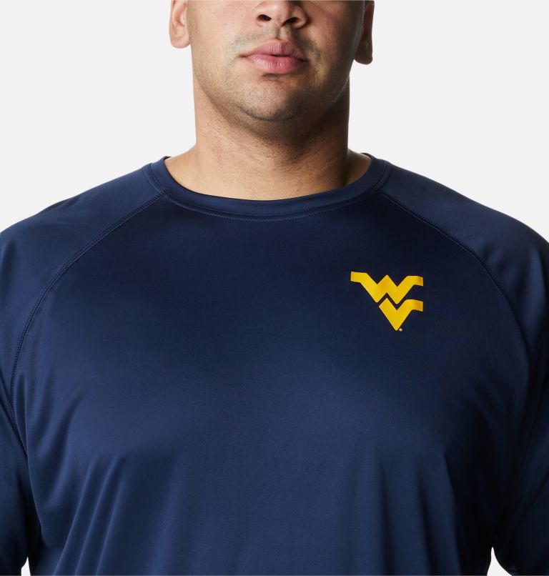 Men's Columbia Navy West Virginia Mountaineers Big & Tall Terminal Tackle Long Sleeve Omni-Shade T-Shirt