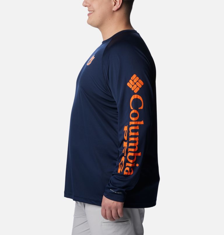 Thumbnail: Men's Collegiate PFG Terminal Tackle Long Sleeve Shirt - Big - Auburn, Color: AUB - Collegiate Navy, Spark Orange, image 3