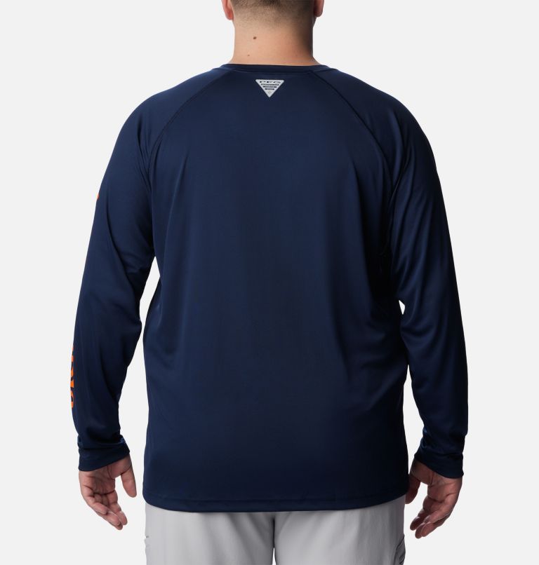 Thumbnail: Men's Collegiate PFG Terminal Tackle Long Sleeve Shirt - Big - Auburn, Color: AUB - Collegiate Navy, Spark Orange, image 2